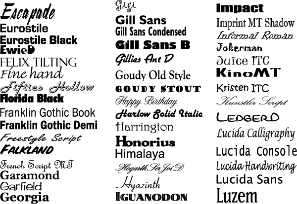 fonts type